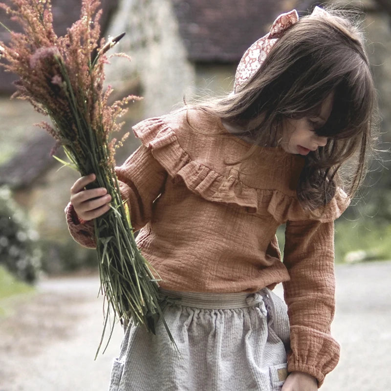 Olivia New Children Vintage Round Neck Ruffle Double Gauze - GuGuTon baby store - Baby Fashion - Toddlers Outfits - Babies Outfits - Toddler Clothes - Kids Clothing - Newborn Clothes - Newborn Wear - Kids Wear - Trending Clothes - Trending Outfits - Fall Fashion - Winter Fashion - Girls Clothes - Boys Clothes - Babies Wear - Kids Accessories - KidsWear - Summer Clothes - Summer Fashion - Summer Trend - Falls Sweaters - Tops - Bottom - Jeans - Blouse - Dresses - Newborn Dresses - Toys