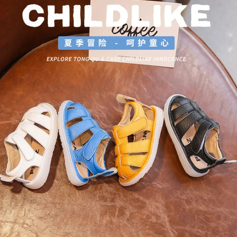 Baby Girls Boys Sandals 2025 Summer Infant Toddler Shoes Genuine Leather Soft-soled School Kids Shoes Children Beach Sandals