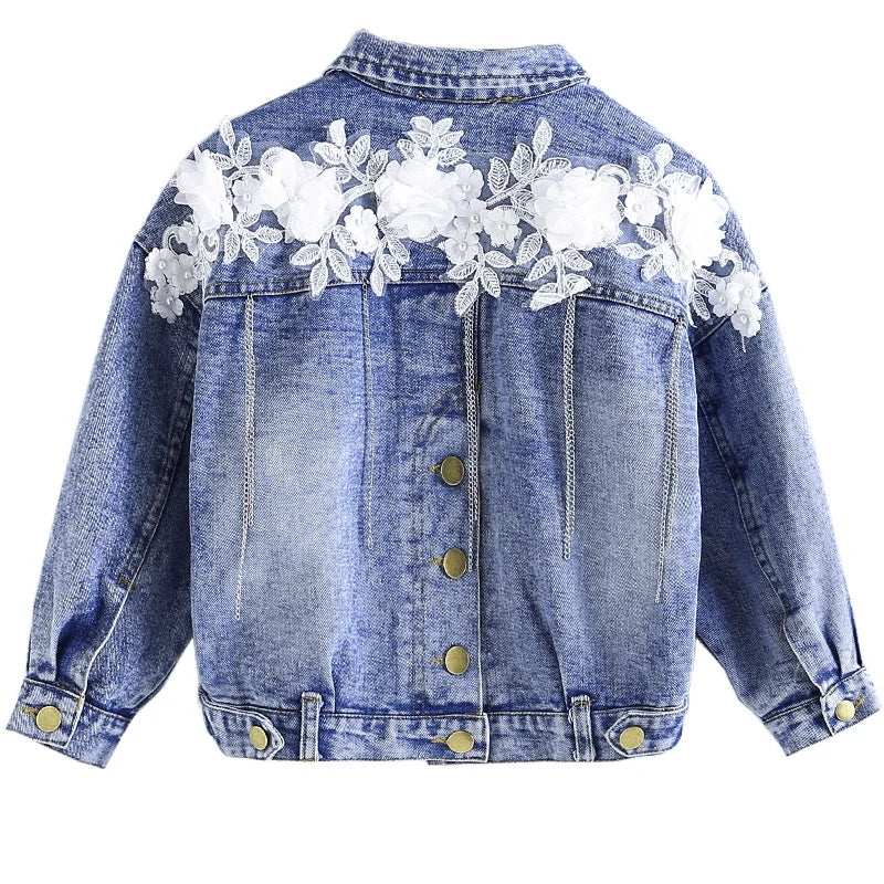 Genesis Fashion Girls Jacket Spring Flower Turn-down Collar