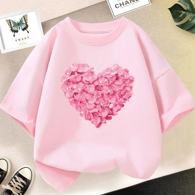 Abigail Pink Heart Flower Print Girls Tshirt Casual Cute T-Shirt Fashion - GuGuTon baby store - Baby Fashion - Toddlers Outfits - Babies Outfits - Toddler Clothes - Kids Clothing - Newborn Clothes - Newborn Wear - Kids Wear - Trending Clothes - Trending Outfits - Fall Fashion - Winter Fashion - Girls Clothes - Boys Clothes - Babies Wear - Kids Accessories - KidsWear - Summer Clothes - Summer Fashion - Summer Trend - Falls Sweaters - Tops - Bottom - Jeans - Blouse - Dresses - Newborn Dresses - Toys