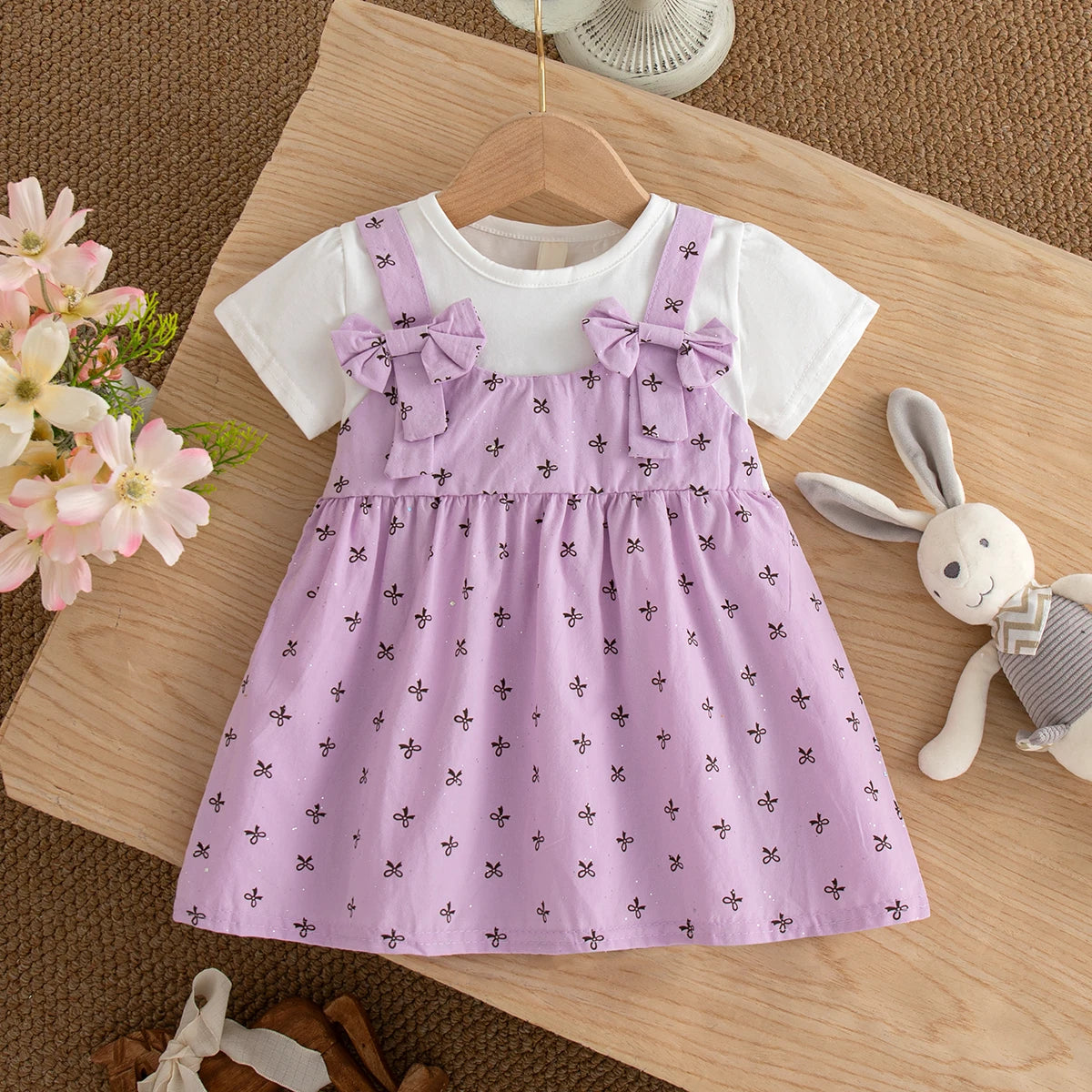 Baby Dress Summer Cotton Short-Sleeve Bow-Tie Baby Girls Dress