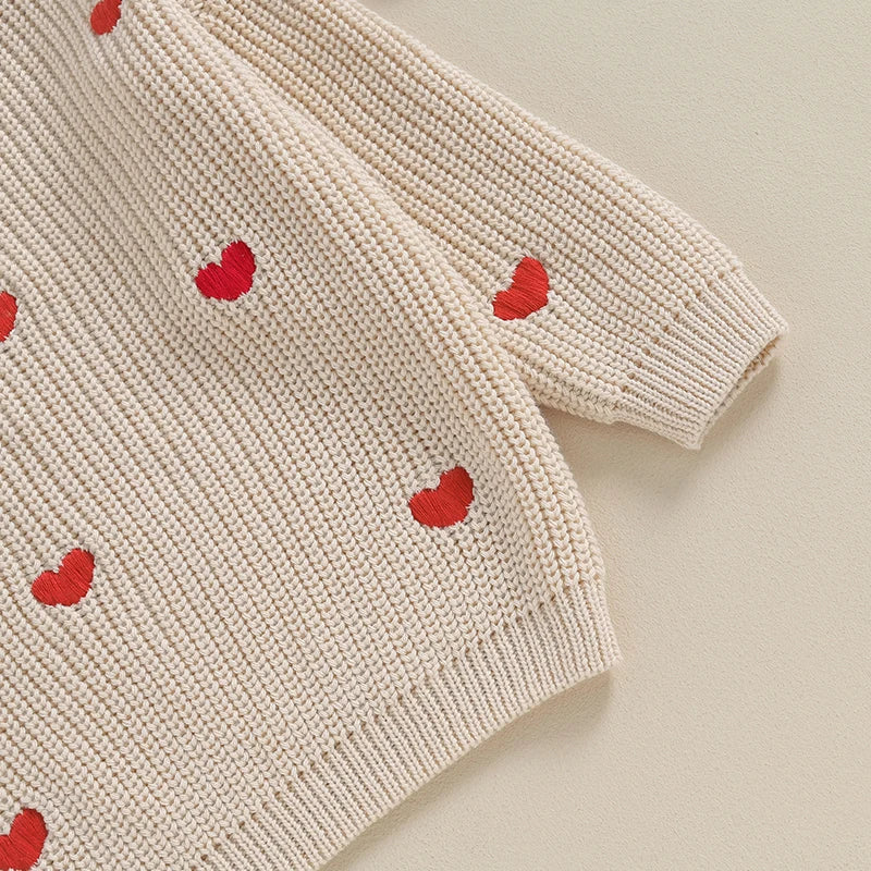 Amelia Heart Embroidery Sweater Pullover Tops