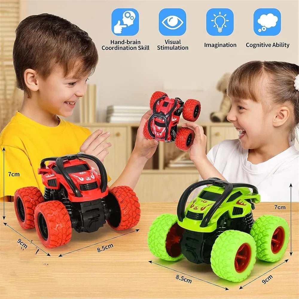 Monster Trucks Toys for Boys - Toddler Push & Go Stunt Cars with Flip Action, Race Car Set for Kids