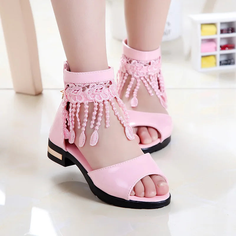 Girl Shoes Sandalias Kid Shoe Kid Sandal Summer New Fashion Girls Princess Shoe Soft Sole Roman Shoes Student Sandals for Girls