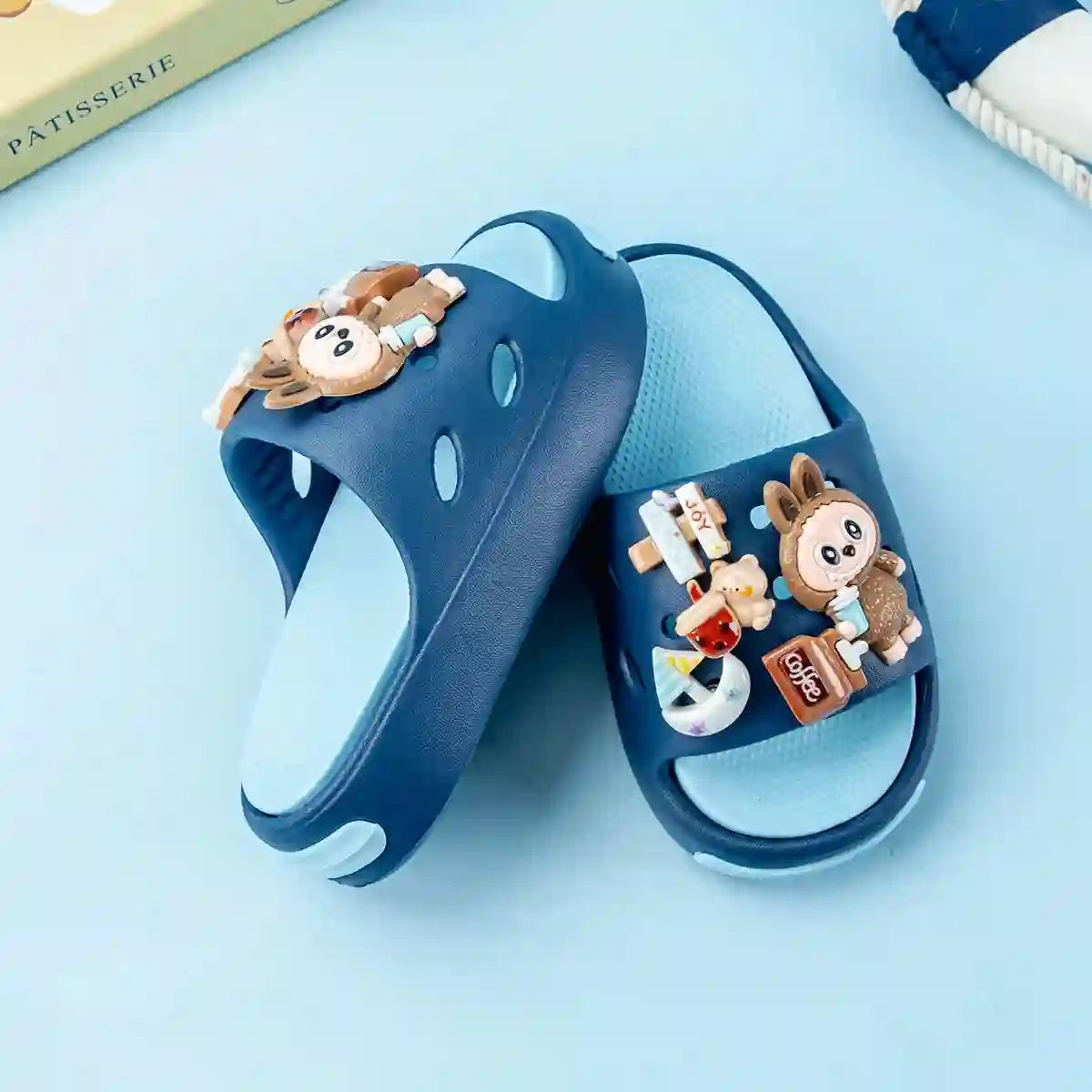 Cartoon Coffee-Themed Eva Slippers for Kids