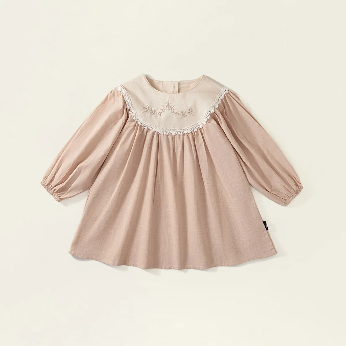 Toddler Girls Retro Dress Spring Autumn Cotton Lace Spliced Children Girls Dresses