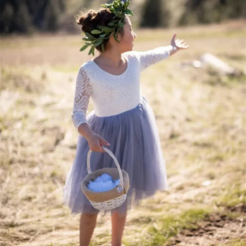 Elegant Festival Dress Lace Vacation Dress for Girls 6m To 12 Years Old