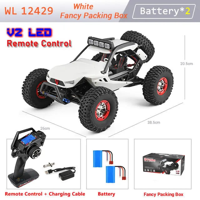 New WL 12429 WLtoys 1:12 4WD RC Racing Car High Speed Off-Road LED Remote Control Alloy Crawler Truck Light Buggy Toy Kids Gift