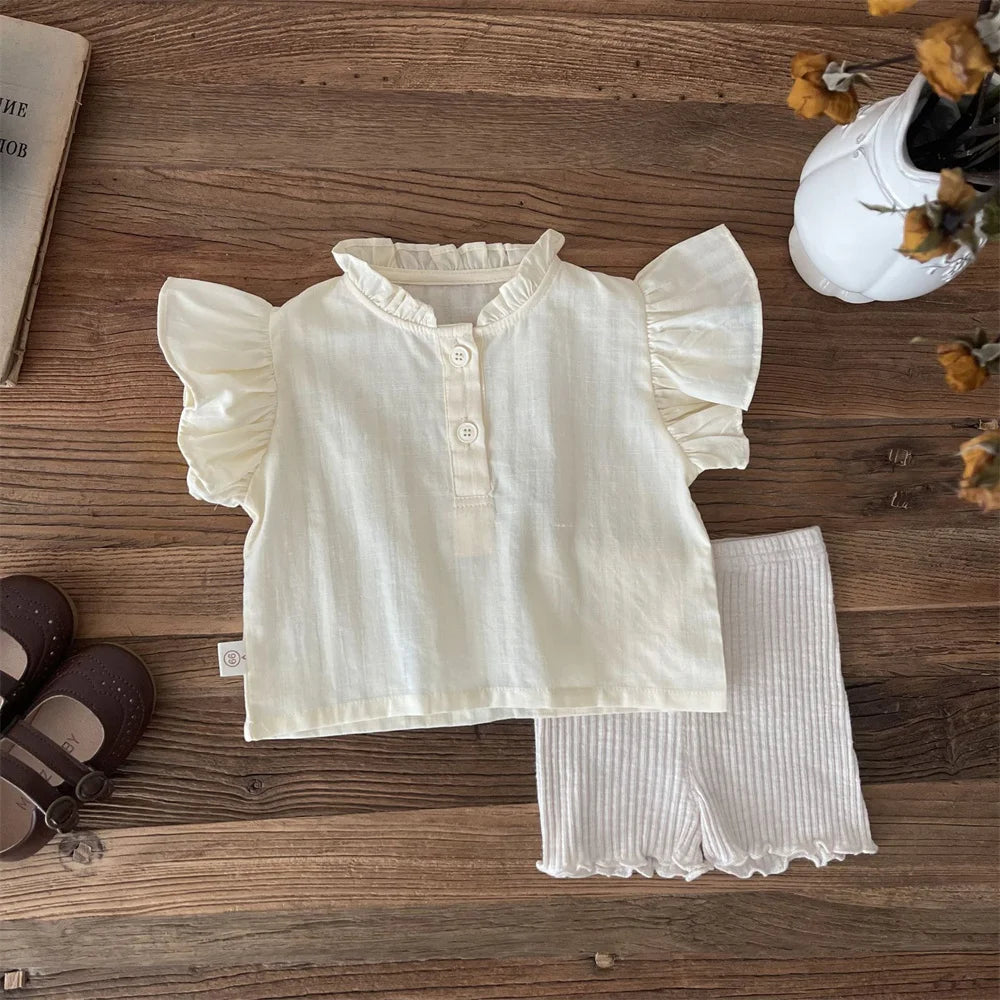 Daniela Ruffles Lace Collar Sleeveless Tops
