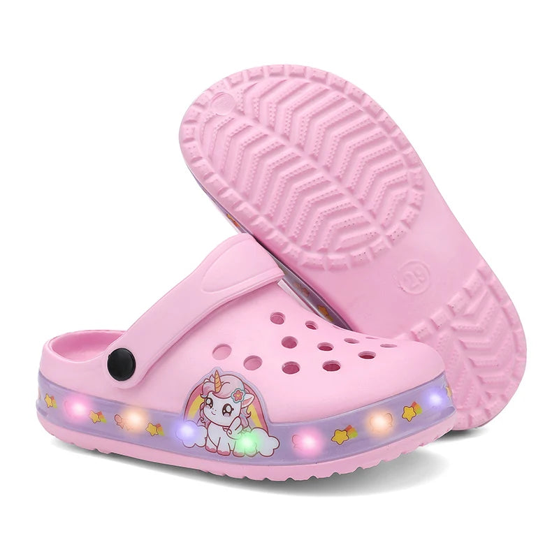Pink Summer Kids Sandals with Cartoon Print
