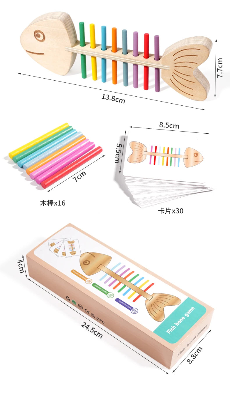Montessori Color Matching Sensory Toys Wooden Balance Stick Fine Training Game Puzzle Toy For Boys Girls Birthday  Gift