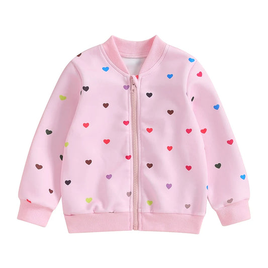 Zoe Spring Girls Jacket Long Sleeve Zipper Heart