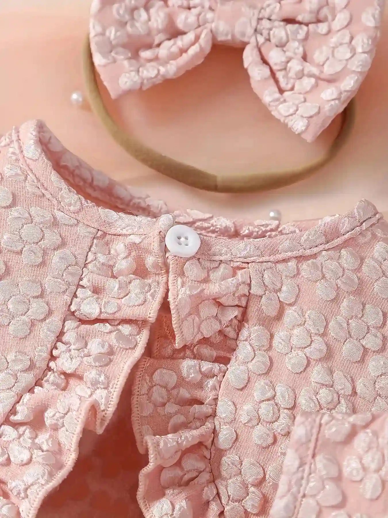 Reese Pastel Pink Lace Baby Set for Spring Season