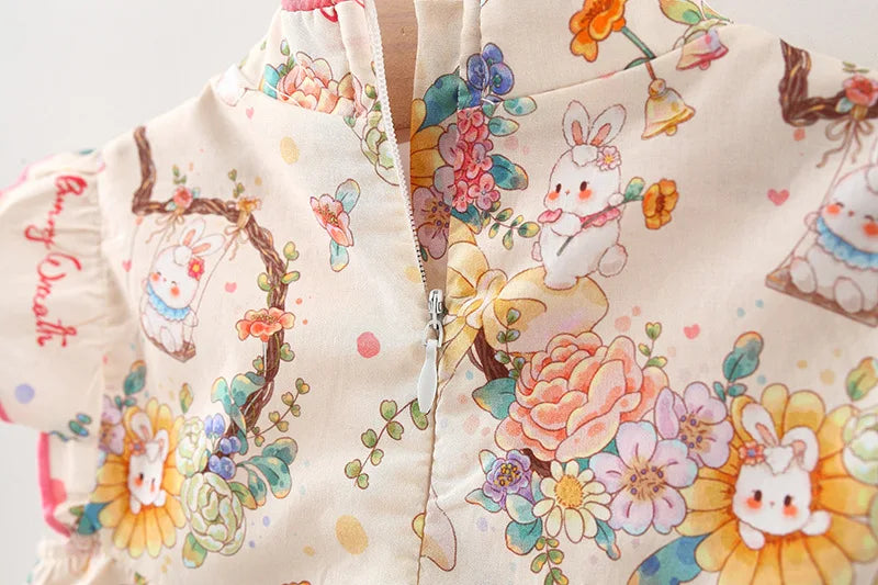 Summer Baby Girl's New Dress Sweet Little Rabbit Printed