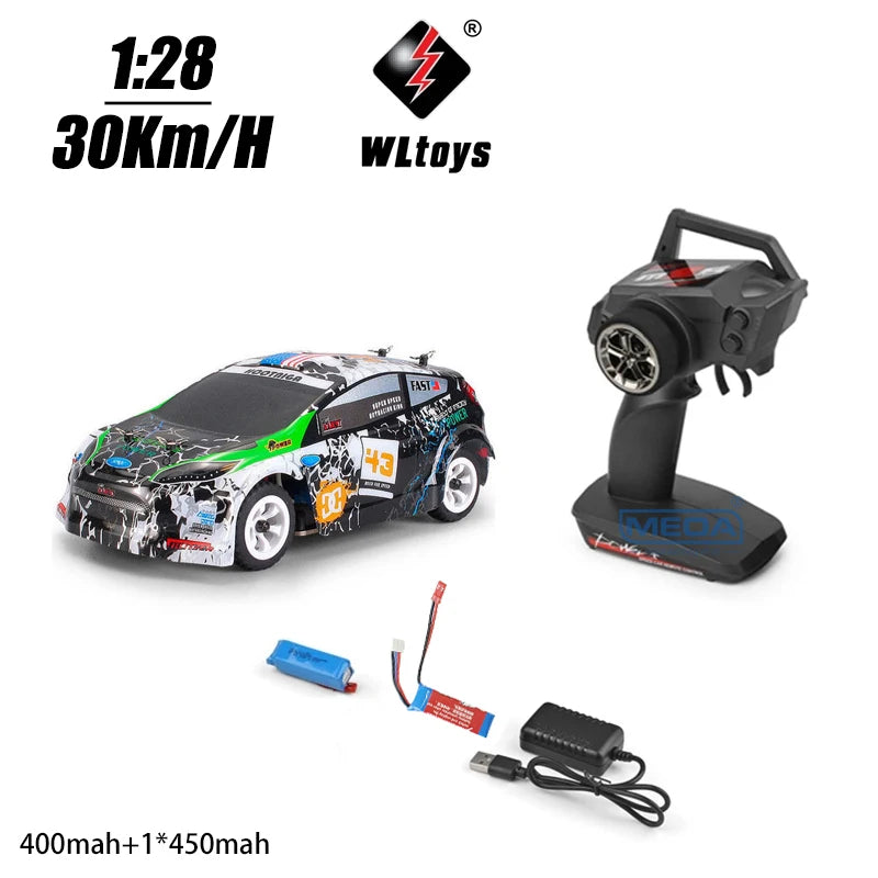 Wltoys 284010 30Km/H Mosquito RC Car 2.4GHz Off-Road RTR Rally Drift Car 4WD 1/28 V2/LCD/V8 Remote Control High Speed Racing
