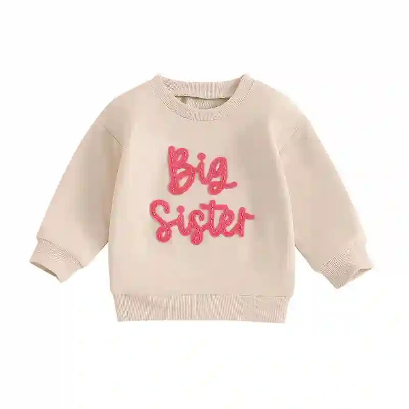 Letty Girls Big Sister Long Sleeve Crewneck Letter Embroidery