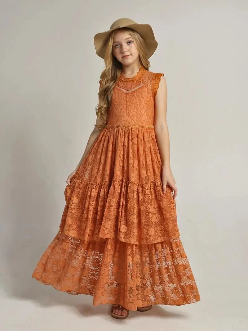 Summer Mesh New Print Lace Skirt Lace Wedding Flower Breathable Dress