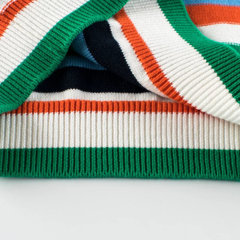 Luis Cotton Stripe Knitwear Casual Sport Sweaters