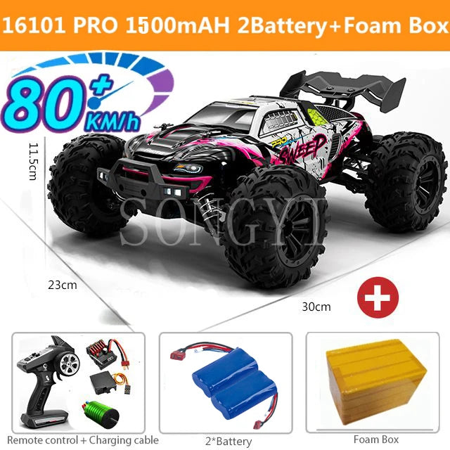 16103 Fast Rc Cars 50km/h 1/16 Off Road 4WD with LED Headlights,2.4G Waterproof Remote Control Monster Truck for Adults and Kids
