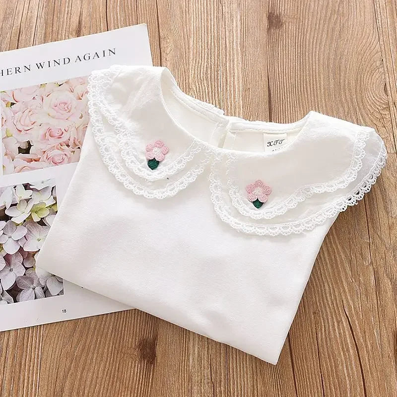 Rouse Pan Collar Blouse Long Sleeve Top