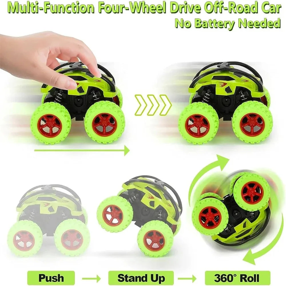 Monster Trucks Toys for Boys - Toddler Push & Go Stunt Cars with Flip Action, Race Car Set for Kids