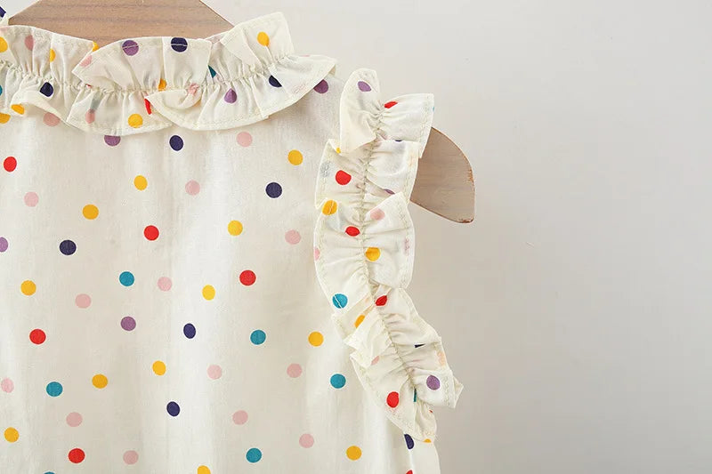Cotton Dress for Baby Girl Heart Shaped Button Colorful Dress