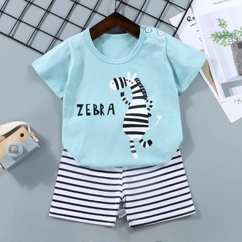 Cotton Tees and Shorts Set for Boys - Cartoon Design