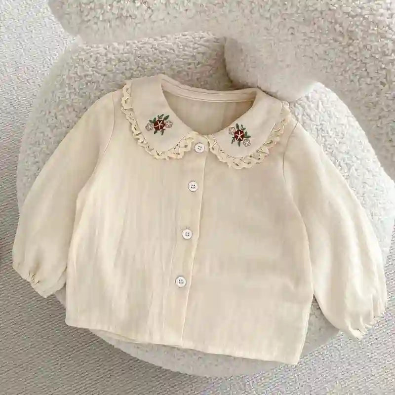 Melina Embroidered Doll Collar Long Sleeved Top