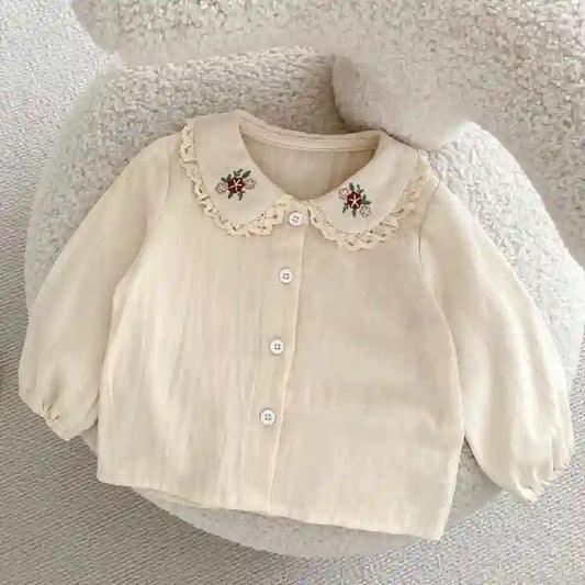 Melina Embroidered Doll Collar Long Sleeved Top