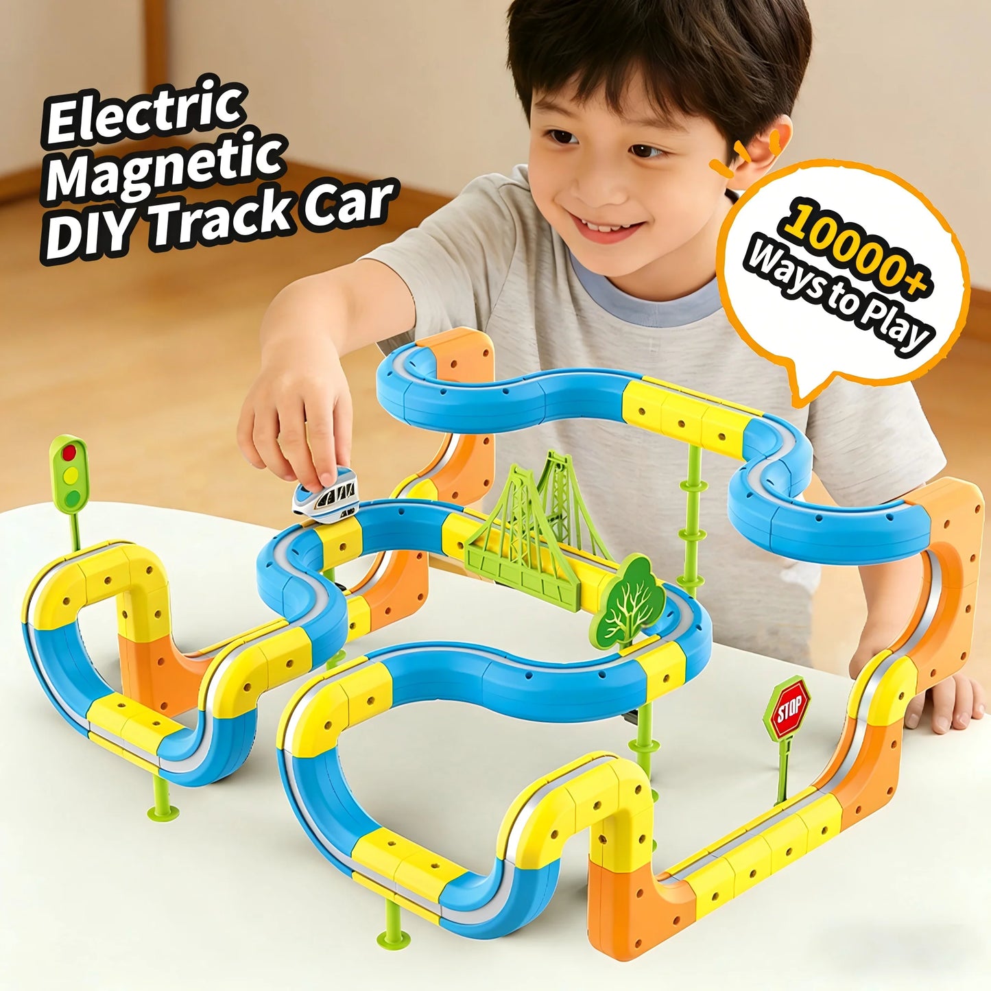Electric Magnetic DIY Track Car, Parent-Child Interaction, Multiple Play Styles