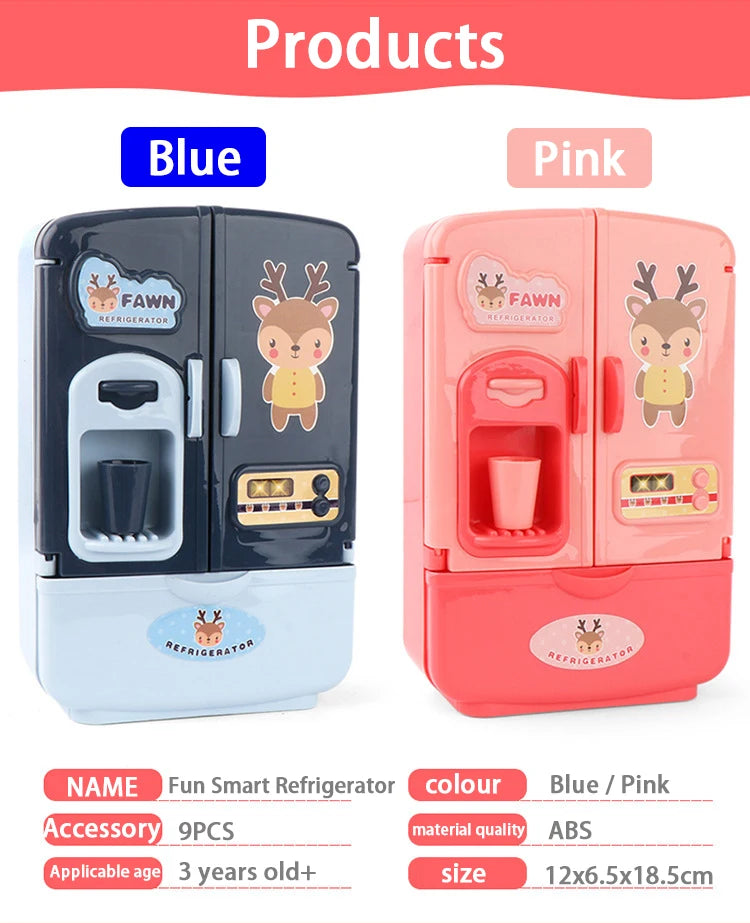 Mini Doll Fridge Furniture Kitchen Miniatures Refrigerator Role Playing Game Montessori Play Food Toys for Girls