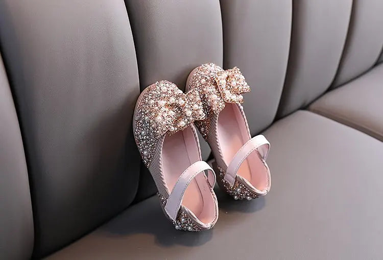 Princess Shoes for Girls Green Pink Party Wedding Luxurious Glitter 21-36 Kids Single Shoe Summer Spring Fashion Girl's Flats