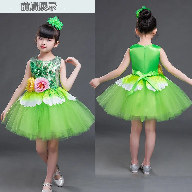 Multicolored Dance Dress Girls Modern Dance Costume Girls Contemporary Freestyle Dance Dress Girls Vestidos De Fiesta