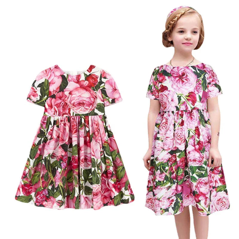 Kids Party Dresses For Girls Printed Evening Princess Girls Dresses