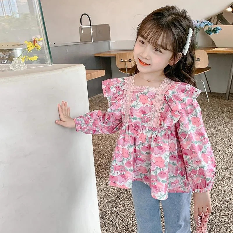 Marianely Floral Print Long Sleeve Shirt Top