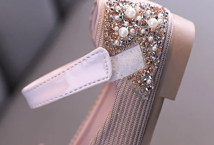 Sandals Toddler Girl Childrens Shoes Pearl Rhinestones Shining Kids Shoes