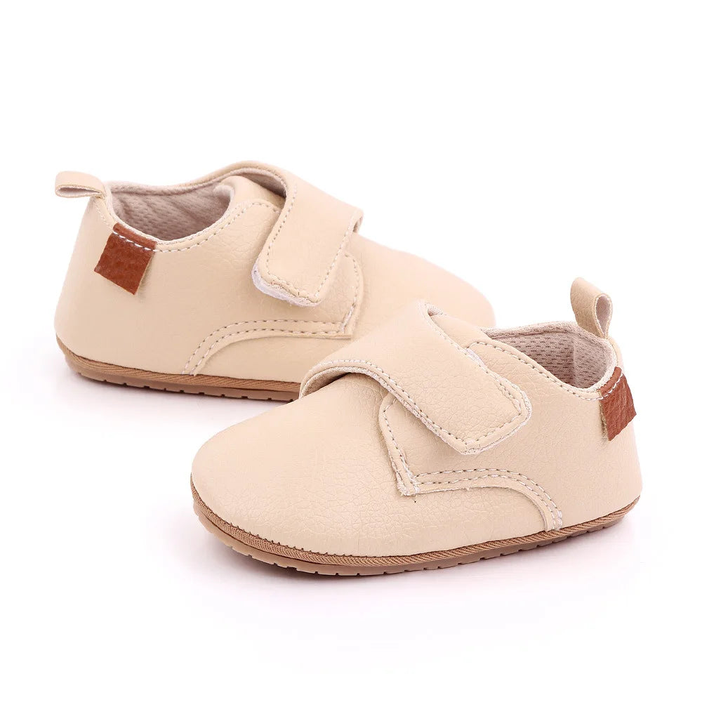 Newborn Baby Shoes Baby Boy Girl Shoes Classic Leather Rubber Sole Anti-slip