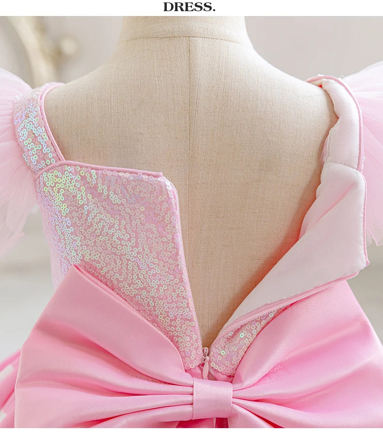 Girls' Princess Dress, Baby's First Birthday Tutu Dress, Flower Girl Wedding Dress