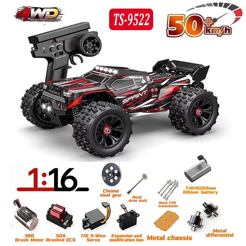 MJX Hyper TS 9522 Pro RC Car Brushless 4WD High-Speed 85km/h Remote Control Off-Road Truck with Big Wheels Easy Control Vehicle