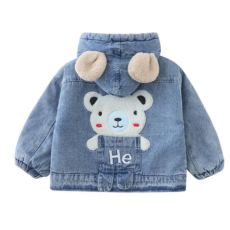 Jorge Cartoon Bear Hooded Plus Velvet Sweater