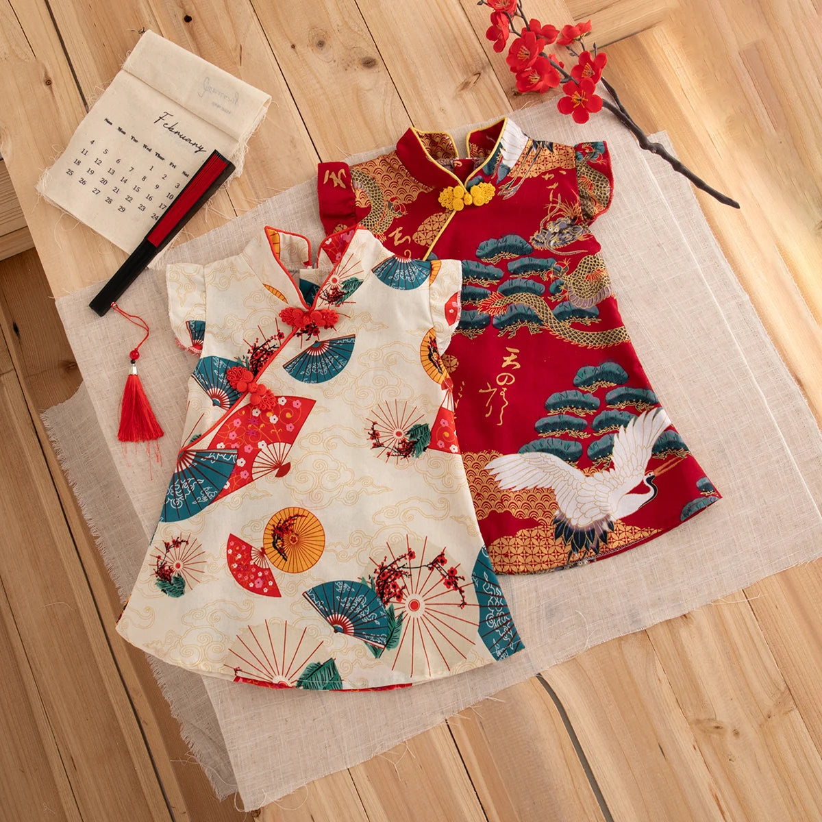 Baby Girl Dresses Summer Chinese Style Printed Cotton Girls Dresses