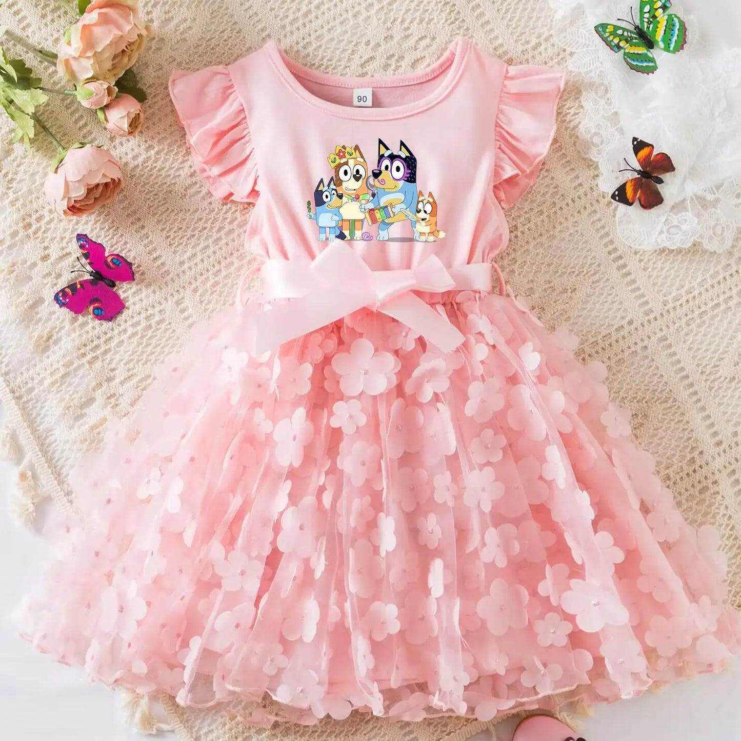 Girls Summer Dress with Butterfly for Ages 2-6