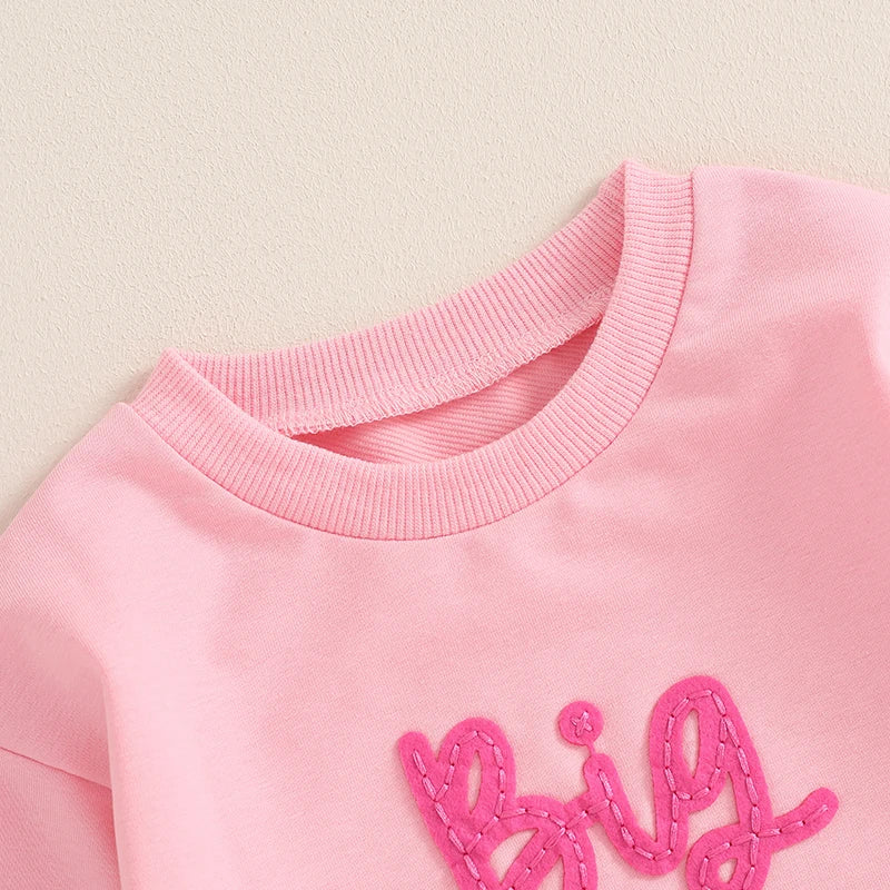 Letty Girls Big Sister Long Sleeve Crewneck Letter Embroidery