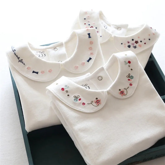 Olga Vintage Petal Collar Floral Embroidery Top