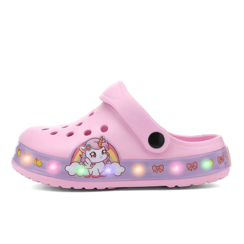 Pink Summer Kids Sandals with Cartoon Print