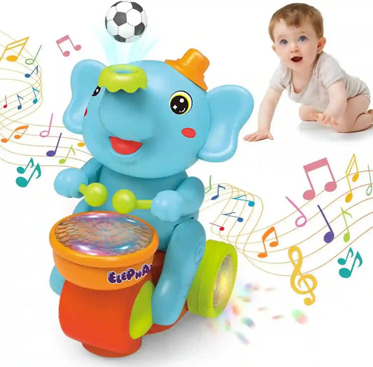 Baby Crawling Toy - Electronic Walking Elephant Drummer