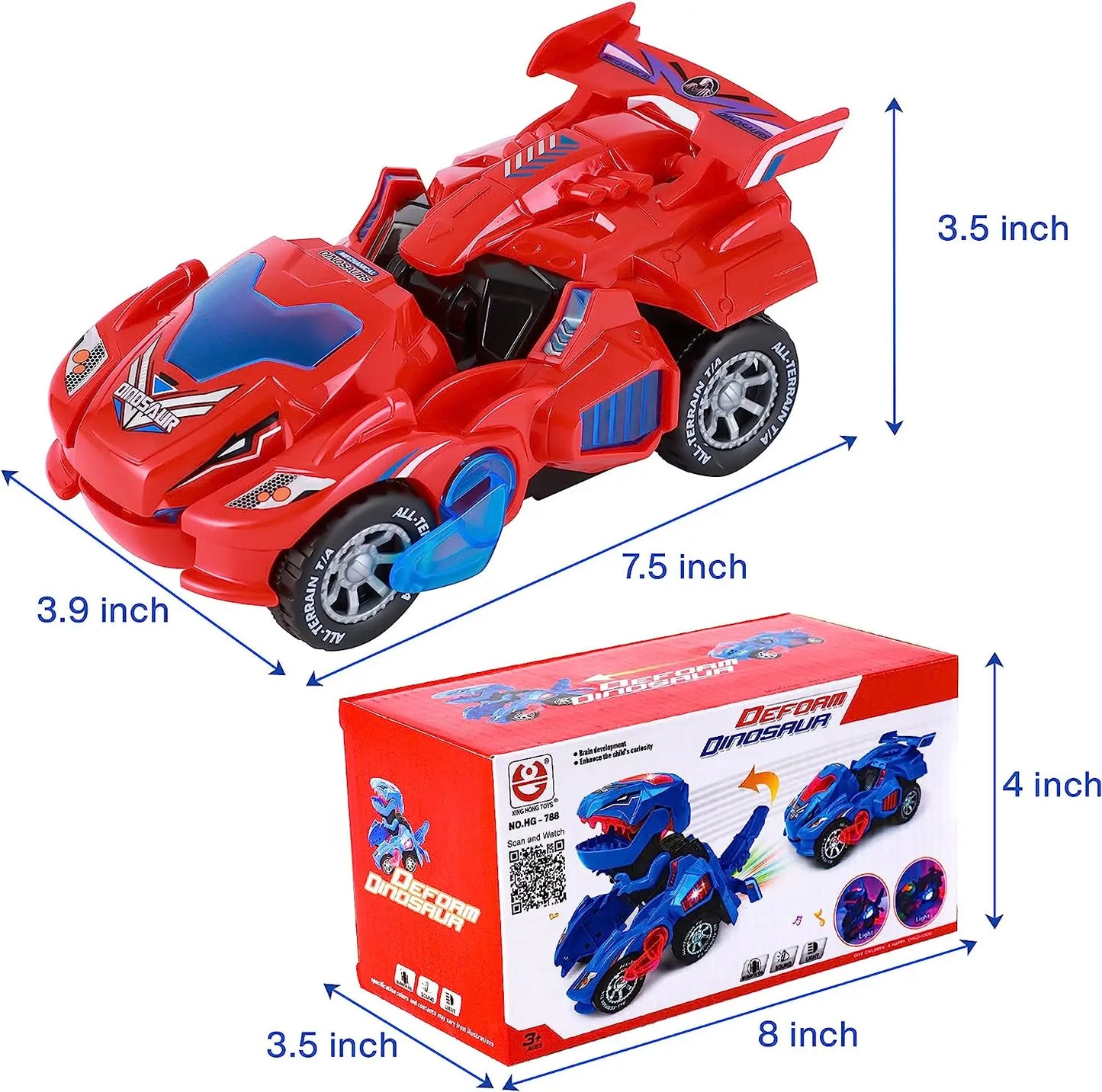 Transforming Dinosaur Car Toy for Kids 4-6 Years