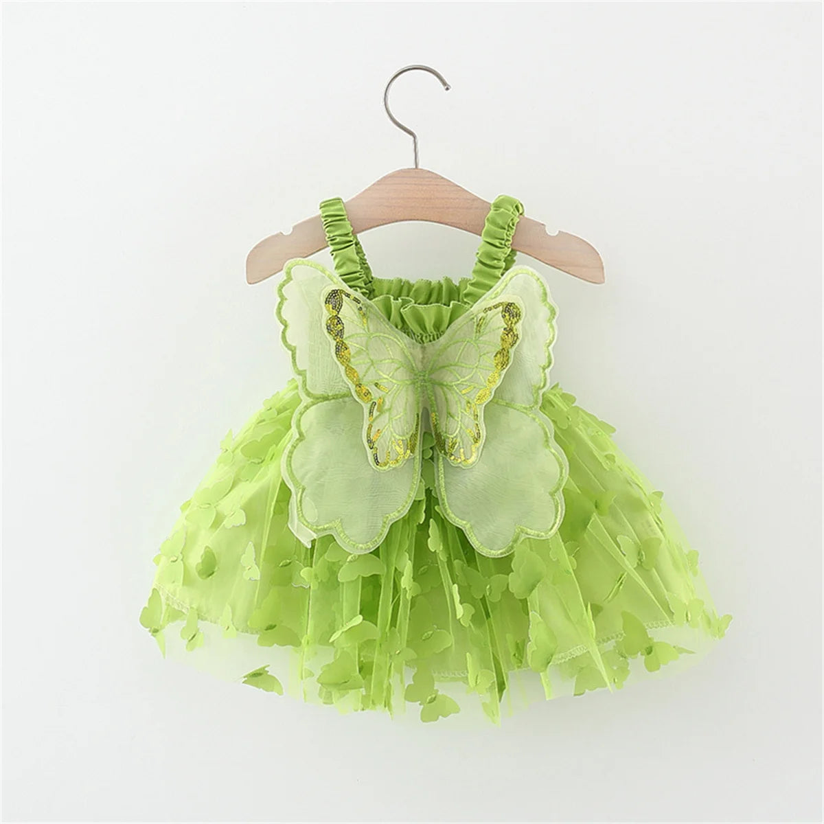 Baby Girl Party Dress Princess Birthday Dress Back Bow Wing Embroidery