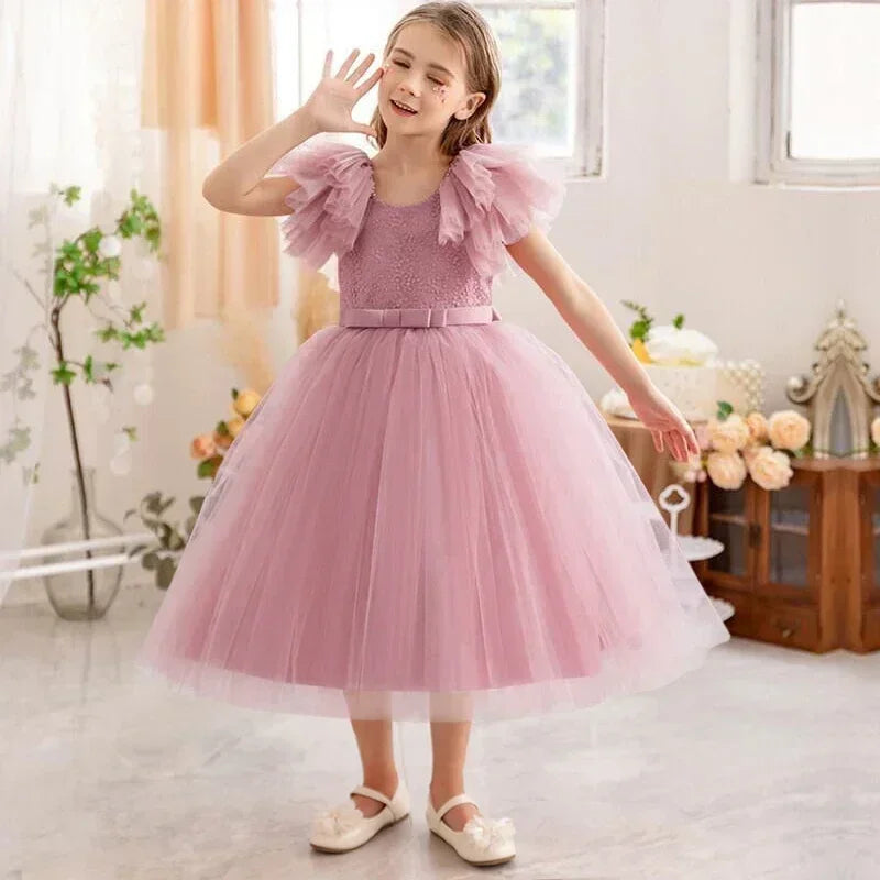 Baby Girls Bridesmaid Dress New Ruffles Lace Pageant Gown Girl Dress