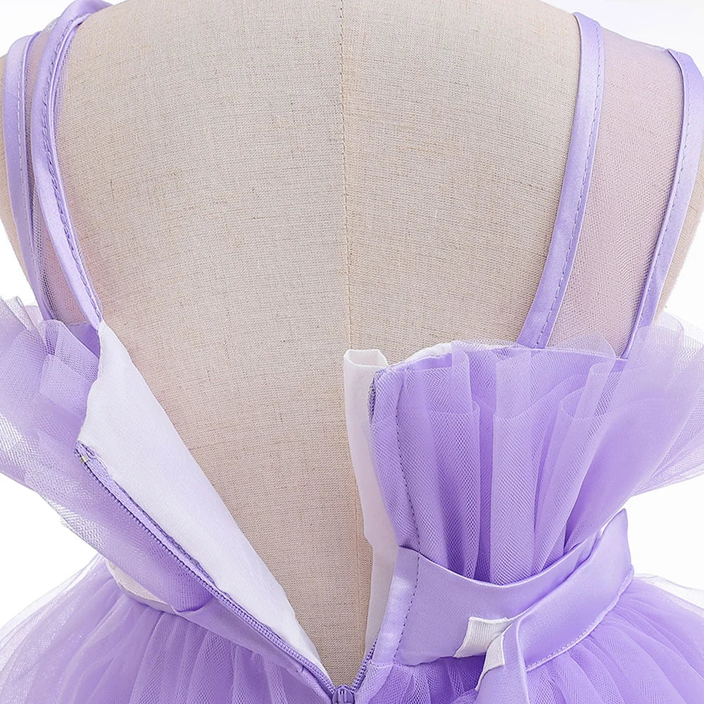 Summer Baptism Bridesmaids Party Baby Girls Dresses Tulle Trailing Wedding Birthday Princess Dress